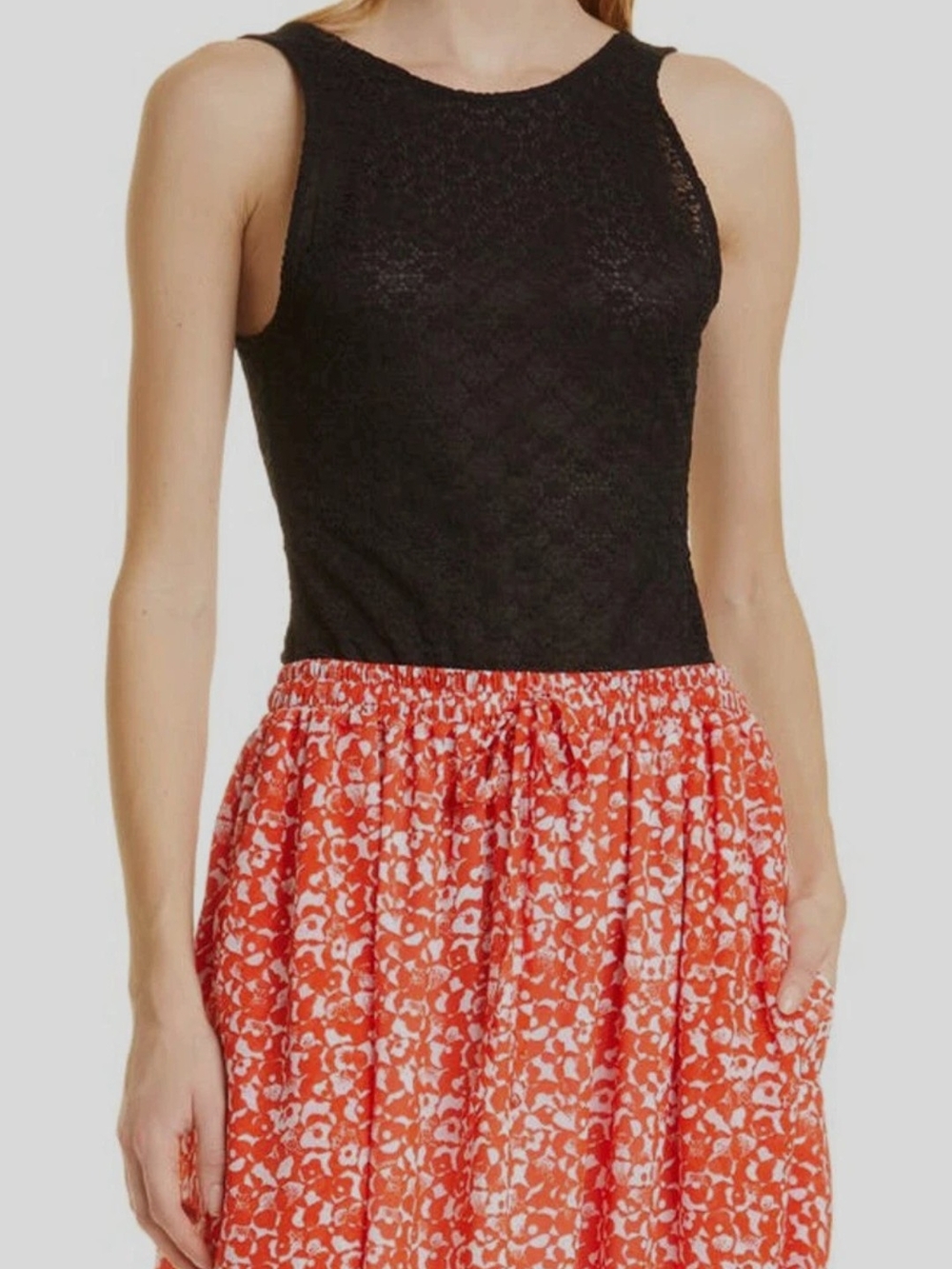 Ganni Black Lace Sleeveless Bodysuit